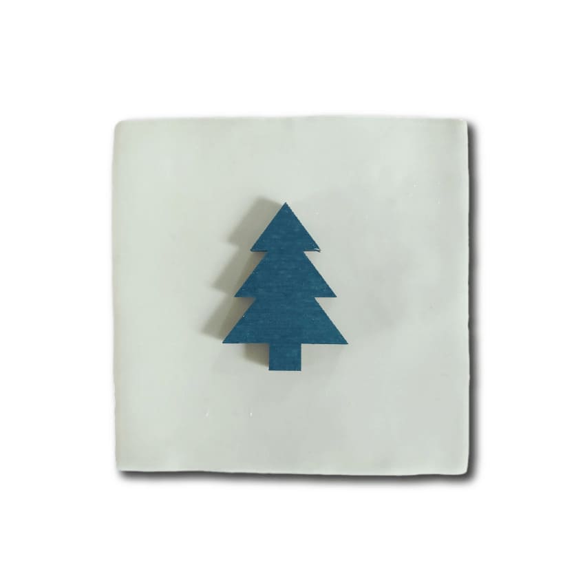 Tegeltje keramiek met houten kerstboom