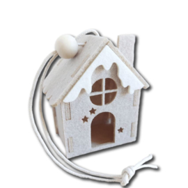 Kerstkaart van vilt - Huisje Winter 3D | Prijs vanaf: