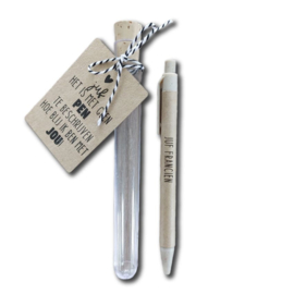 Reageerbuisje pen met naam JUF