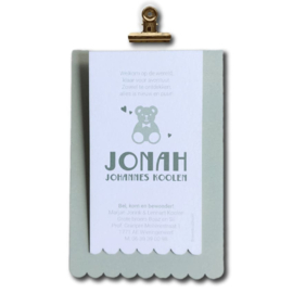 Geboortekaartje van hout - Klembordje Schulprand Beer Jongen | Prijs vanaf: