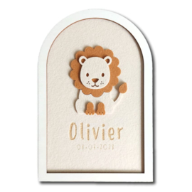 Kinderkamerdecoratie leeuw van hout en vilt met naam | Gepersonaliseerd