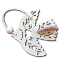 Kerstkaart van vilt - Vogeltje Folklore 3D | Prijs vanaf: