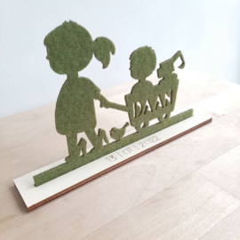 Geboortekaartje van vilt - Silhouet Jongen | Prijs vanaf: