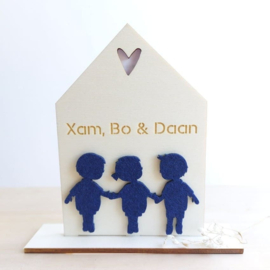 Geboortekaartje van hout - Huisje Silhouet Jongen | Prijs vanaf: