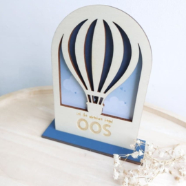 Geboortekaartje van hout - Boog Luchtballon Jongen | Prijs vanaf: