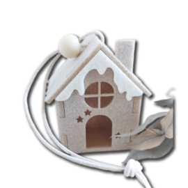Kerstkaart van vilt - Huisje Winter 3D | Prijs vanaf: