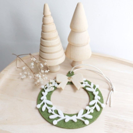 Kerstkaart van vilt - Kerstkrans met Strik 3D | Prijs vanaf: