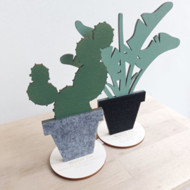 Pot vilt met plant hout en voet Cactus