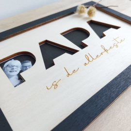 Fotolijst hout PAPA met foto en tekst naar keuze