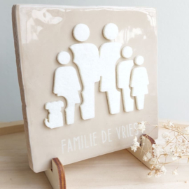 Tegeltje keramiek familieportret 3D vilt