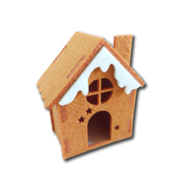 Kerstkaart van vilt - Huisje Winter 3D | Prijs vanaf: