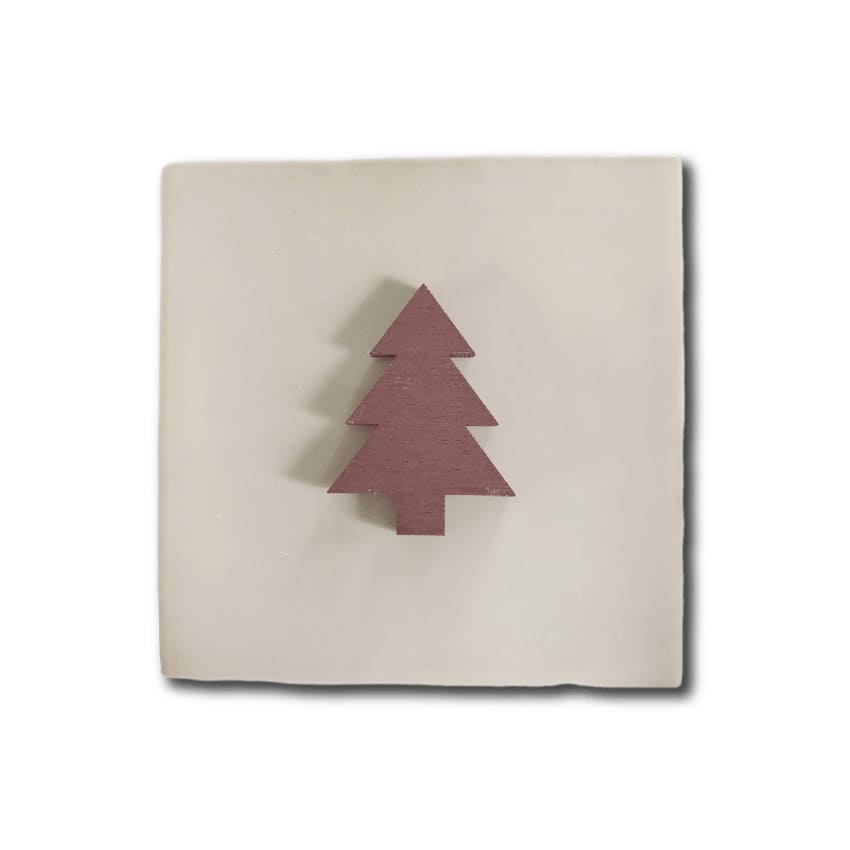 Tegeltje keramiek met houten kerstboom
