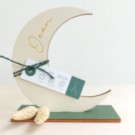Geboortekaartje van hout - Maan Jongen | Prijs vanaf: