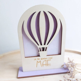 Geboortekaartje van hout - Boog Luchtballon Meisje | Prijs vanaf: