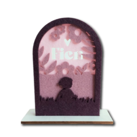 Geboortekaartje van vilt - Boog Silhouet 3D Meisje | Prijs vanaf: