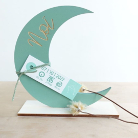 Geboortekaartje van hout - Maan Jongen | Prijs vanaf: