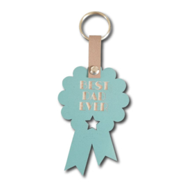 Sleutelhanger hout badge met tekst of naam