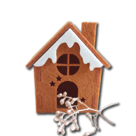 Kerstkaart van vilt - Huisje Winter 3D | Prijs vanaf: