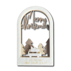 Kerstkaart van vilt - Winterlandschap 3D | Prijs vanaf: