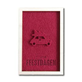 Kerstkaart van vilt en hout - Lijstje Voertuig | Prijs vanaf: