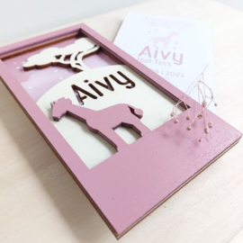 Geboortekaartje van hout - Luipaard Meisje | Prijs vanaf: