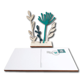 Kaart hout 3D droogbloemen met voet