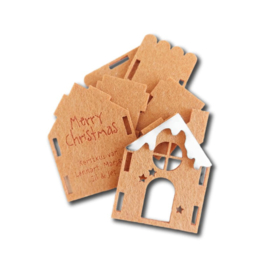 Kerstkaart van vilt - Huisje Winter 3D | Prijs vanaf: