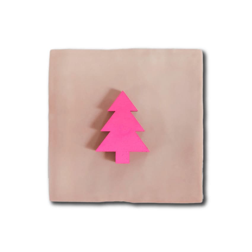 Tegeltje keramiek met houten kerstboom