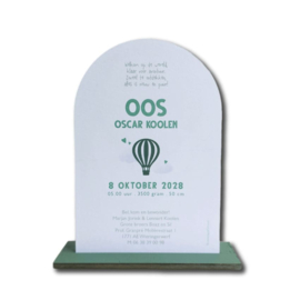 Geboortekaartje van hout - Boog Luchtballon Jongen | Prijs vanaf: