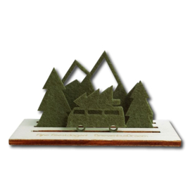 Kerstkaart vilt berglandschap 3D met houten voet