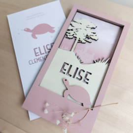 Geboortekaartje van hout - Luipaard Meisje | Prijs vanaf: