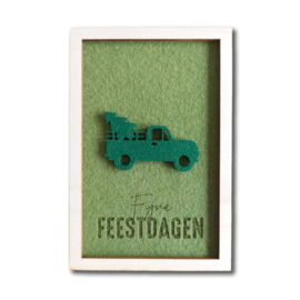 Kerstkaart van vilt en hout - Lijstje Voertuig | Prijs vanaf: