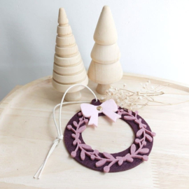 Kerstkaart van vilt - Kerstkrans met Strik 3D | Prijs vanaf: