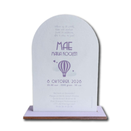 Geboortekaartje van hout - Boog Luchtballon Meisje | Prijs vanaf: