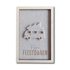 Kerstkaart van vilt en hout - Lijstje Voertuig | Prijs vanaf: