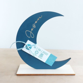 Geboortekaartje van hout - Maan Jongen | Prijs vanaf: