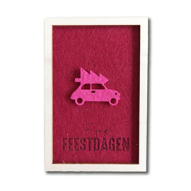 Kerstkaart van vilt en hout - Lijstje Voertuig | Prijs vanaf: