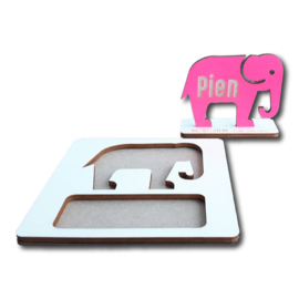 Geboortekaartje hout 3D olifant