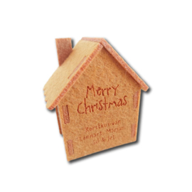 Kerstkaart van vilt - Huisje Winter 3D | Prijs vanaf: