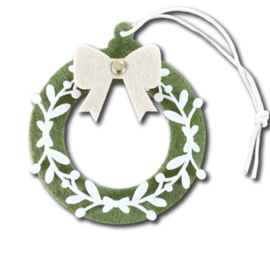 Kerstkaart van vilt - Kerstkrans met Strik 3D | Prijs vanaf: