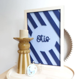 Kinderkamerdecoratie met strepen van hout en vilt met naam | Gepersonaliseerd