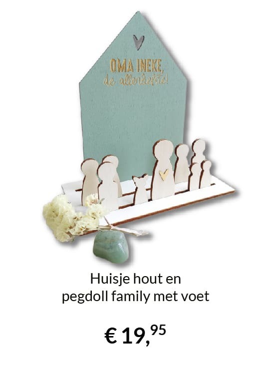 Huisje hout en pegdoll family met voet