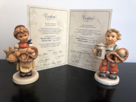 Originele set Hummel 2004 Frisch gebacken / Pretzel Girl 10,5 cm TMK7 en Hummel 2093 Frisch gezapft / Pretzel Boy 10,5 cm TMK8 First Issue Millenium 2000 met certificaat