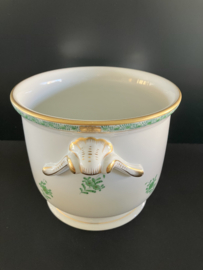 Herend porselein: grote cachepot 7213/AV decor Apponyi Vert hoog 14 cm doorsnede 17 cm