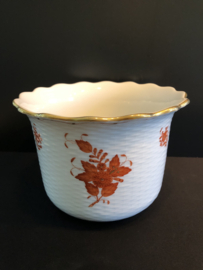 Herend porselein: grote cachepot 7302/AOC Apponyi Orange 13 cm hoog en 19 cm doorsnede