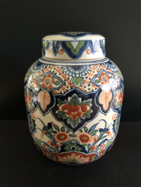 Tichelaar Makkum:  Grote polychrome gemberpot hoog 27 cm