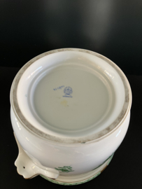 Herend porselein: grote cachepot 7213/AV decor Apponyi Vert hoog 14 cm doorsnede 17 cm