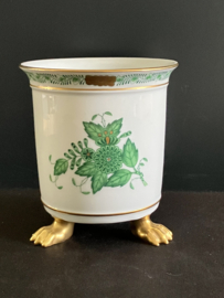 Herend porselein: klauwvaas 7862/AV hoog 10 cm doorsnede 9 cm Apponyi Vert