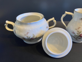 Rosenthal porselein: Sanssouci Roomstel suikerpot 13 cm hoog en 16 cm breed / melkkannetje 10 cm hoog