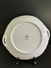 Rosenthal porselein: Classic Rose gebaksset wit grote schaal doorsnede 30 cm met 10 bordjes doorsnede 16 cm